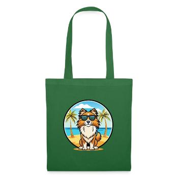 English Shepherd Dog Breed Cartoon Sunglass Beach - Tote Bag - evergreen - Front