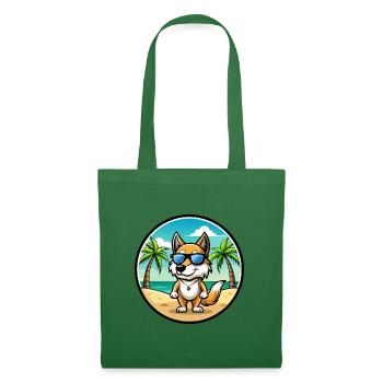 Italienisch Volpino Hund Rasse Cartoon Sonnenbrille Strand - Stoffbeutel - Fichte - Vorne