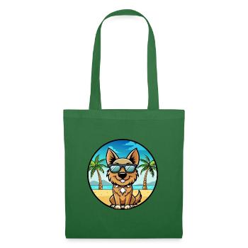 Böhmischer Schäferhund Hunderasse Karikatur Sonnenbrille Strand - Stoffbeutel - Fichte - Vorne