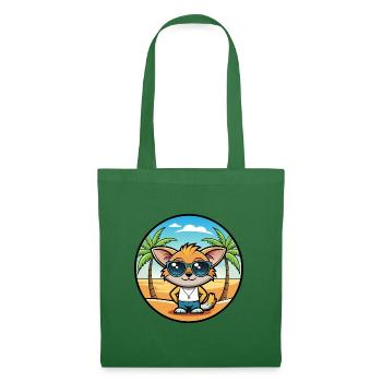 Pixie Bob Cat Breed Lunettes de soleil de dessin animé Beach - Sac en tissu - vert sapin - Devant