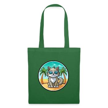Laperm Cat Breed Cartoon Lunettes de soleil Beach - Sac en tissu - vert sapin - Devant