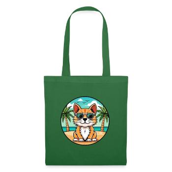 Lunettes de soleil de dessin animé de race de chat à poil long allemand plage - Sac en tissu - vert sapin - Devant