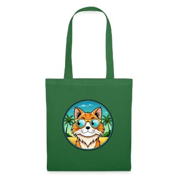 Maine Coon Cat Breed Cartoon Lunettes de soleil Beach - Sac en tissu - vert sapin - Devant