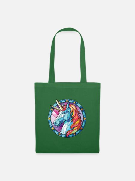 Einhorn-Bunte Aquarell-Tierillustration - Stoffbeutel - Fichte