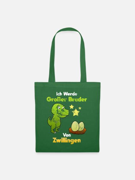 Großer Bruder Zwillinge Dinosaurier Nachwuchs - Stoffbeutel - Fichte