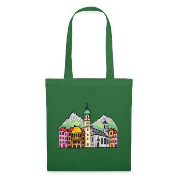Innsbruck Skyline im bunten Kinderstil - Stoffbeutel - Fichte - Vorne