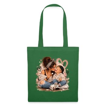 Herzliche Mutter Kind Bonding Illustration - Stoffbeutel - Fichte - Vorne