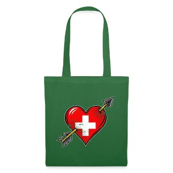 Schweiz Flagge Herz mit Pfeil used look - Stoffbeutel - Fichte - Vorne