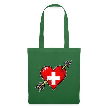 Schweiz Flagge Herz mit Pfeil - Stoffbeutel - Fichte - Vorne