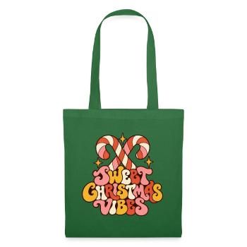 Sweet Christmas Vibes Zuckerstange Retro Groovy - Stoffbeutel - Fichte - Vorne