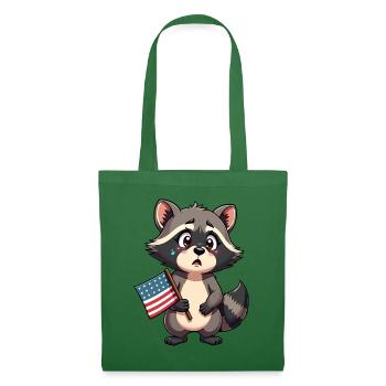 Besorgter Waschbär mit US Flagge - Stoffbeutel - Fichte - Vorne