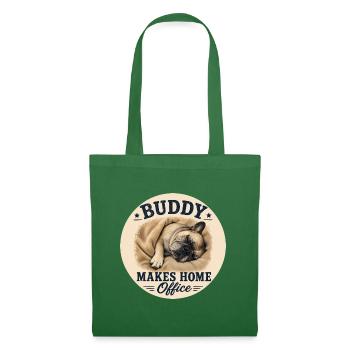 Buddy Makes Home Office – Bulldogge - Stoffbeutel - Fichte - Vorne