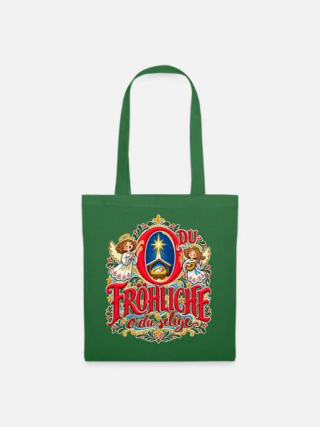 O du fröhliche o du selige Weihnachtslied Engel - Stoffbeutel - Fichte