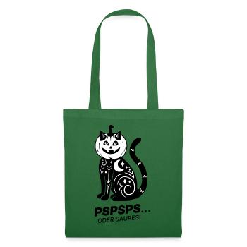 Pspsps oder Saures – Schwarze Katze Halloween - Stoffbeutel - Fichte - Vorne