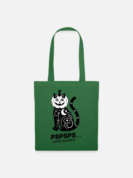 Pspsps oder Saures – Schwarze Katze Halloween - Stoffbeutel - Fichte