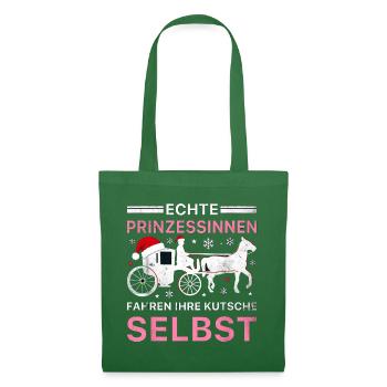 Echte Prinzessinnen Kutsche Weihnachten Pferd - Stoffbeutel - Fichte - Vorne