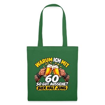 60 Jahre – Bier hält jung | Lustiges Biershirt - Stoffbeutel - Fichte - Vorne