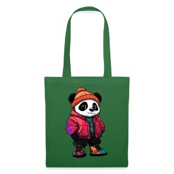 Panda mit Winterjacke und Mütze - Stoffbeutel - Fichte - Vorne