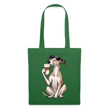 Whippet mit Latte Macchiato - Stoffbeutel - Fichte - Vorne