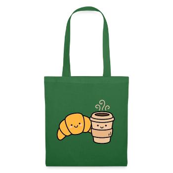 Kawaii Croissant Kaffee-Duo - Stoffbeutel - Fichte - Vorne