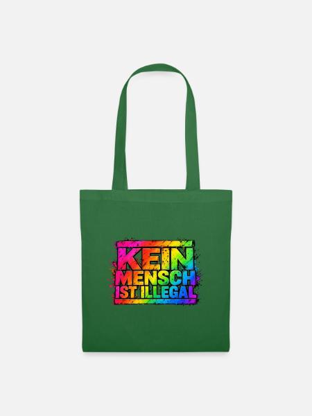 Kein Mensch Ist Illegal Regenbogen - Stoffbeutel - Fichte