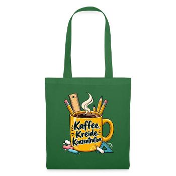 Lehrer Shirt mit Kaffeetasse und Spruch Kaffee  - Stoffbeutel - Fichte - Vorne