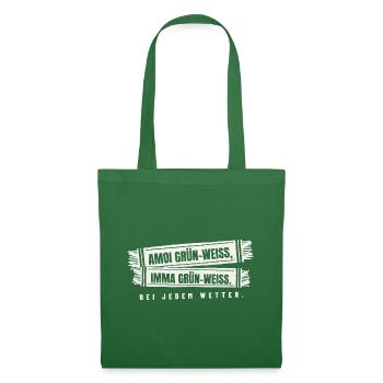 Amoi Grün-Weiß, imma Grün-Weiß – Fanschal-Look - Stoffbeutel - Fichte - Vorne
