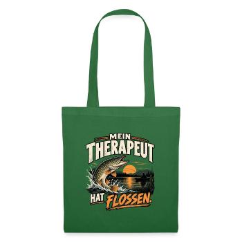 Mein Therapeut hat Flossen – Angler Geschenk - Stoffbeutel - Fichte - Vorne