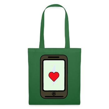 Smartphone mit Herz Liebe - Stoffbeutel - Fichte - Vorne
