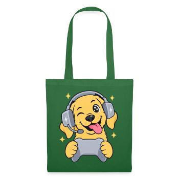 Gaming Labrador mit Headset und Controller - Stoffbeutel - Fichte - Vorne
