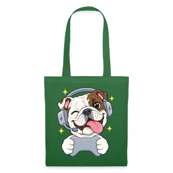 Gaming Englische Bulldogge Headset und Controller - Stoffbeutel - Fichte - Vorne