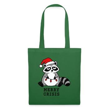 Merry Crisis Lustiges Weihnachts-Waschbär-Meme - Stoffbeutel - Fichte - Vorne