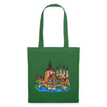 Bamberg Skyline im bunten Wachsmalstil - Stoffbeutel - Fichte - Vorne
