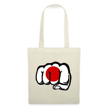 Japan Flagge Hand Faust - Stoffbeutel - Natur - Vorne