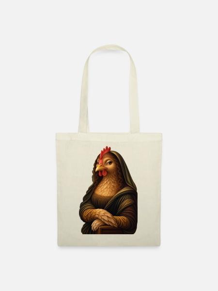 Mona Lisa als Huhn - Stoffbeutel - Natur