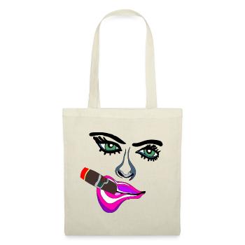 Neon Lippenkuss Zigarre Portrait - Stoffbeutel - Natur - Vorne
