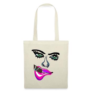 Pop-Art Neonlippen Gesicht - Stoffbeutel - Natur - Vorne