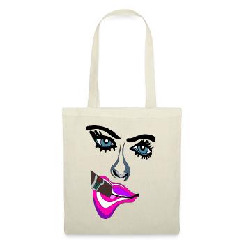 Neon Lippen Pop-Art Kuss - Stoffbeutel - Natur - Vorne