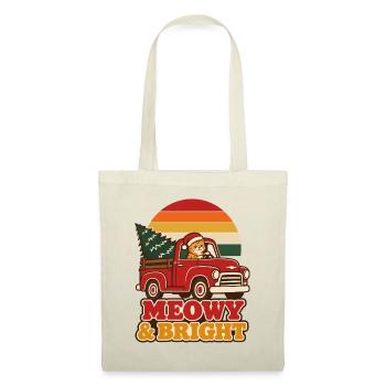 Meowy & Bright Retro Weihnachts Katze - Stoffbeutel - Natur - Vorne