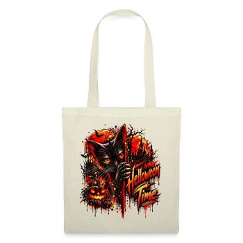 Halloween Time – Black Cat Gothic Back Print - Stoffbeutel - Natur - Vorne