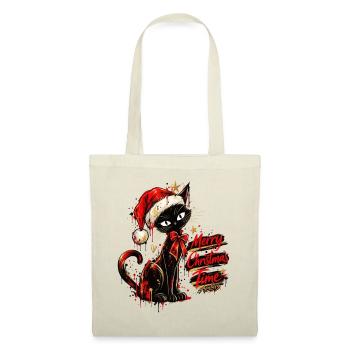 Cute Black Cat Christmas – Merry Christmas Time - Stoffbeutel - Natur - Vorne