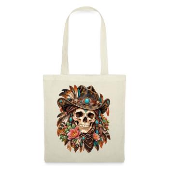 Totenkopf, Totenkopf, Biker, Totenkopf, Cowboyhut - Stoffbeutel - Natur - Vorne