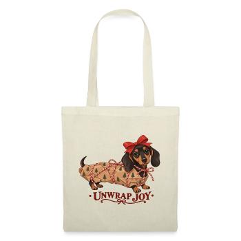 Unwrap Joy Christmas Dachshund - Stoffbeutel - Natur - Vorne