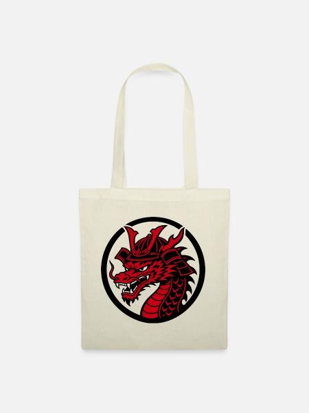 Samurai-Drache – Traditioneller japanischer Krieger - Stoffbeutel - Natur