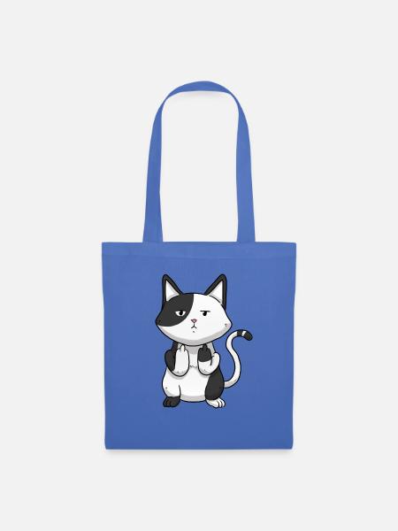 Katze Mittelfinger - Stoffbeutel - Hellblau