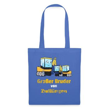Großer Bruder Zwillinge Bagger - Stoffbeutel - Hellblau - Vorne