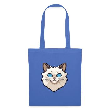 Birma Heilige Katze Karikatur Aquarell Illustration - Stoffbeutel - Hellblau - Vorne