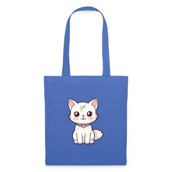 Katze niedliche Karikatur Kawaii Aquarell Tier Haustier - Stoffbeutel - Hellblau - Vorne