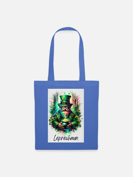 Leprechaun - Kleines Volk - Aquarell und Fee - Stoffbeutel - Hellblau