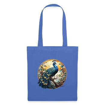 Pfauenbunte Aquarell-Tierillustration - Stoffbeutel - Hellblau - Vorne